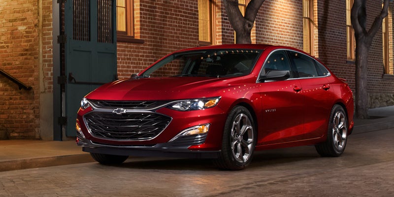 front view of red Chevrolet Malibu