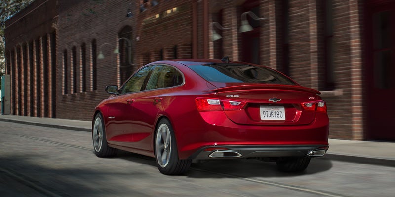 back view of red Chevrolet Malibu