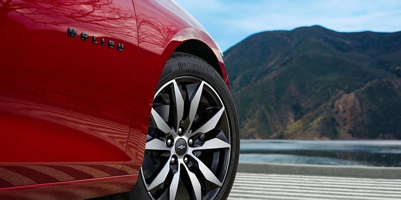 closeup of wheel of Chevrolet Malibu